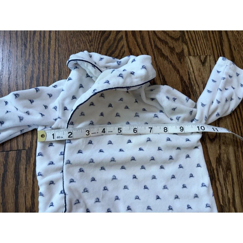 Ralph Lauren White Fleece Deer Print Footed One Piece Bodysuit Baby 6 months